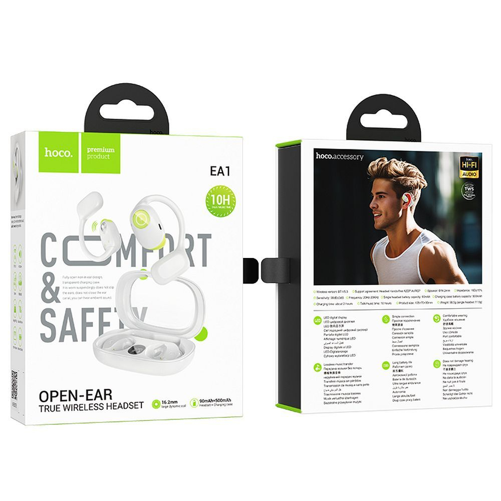 Căști Wireless Bluetooth Hoco TWS EA1, Alb Lăptos [4]