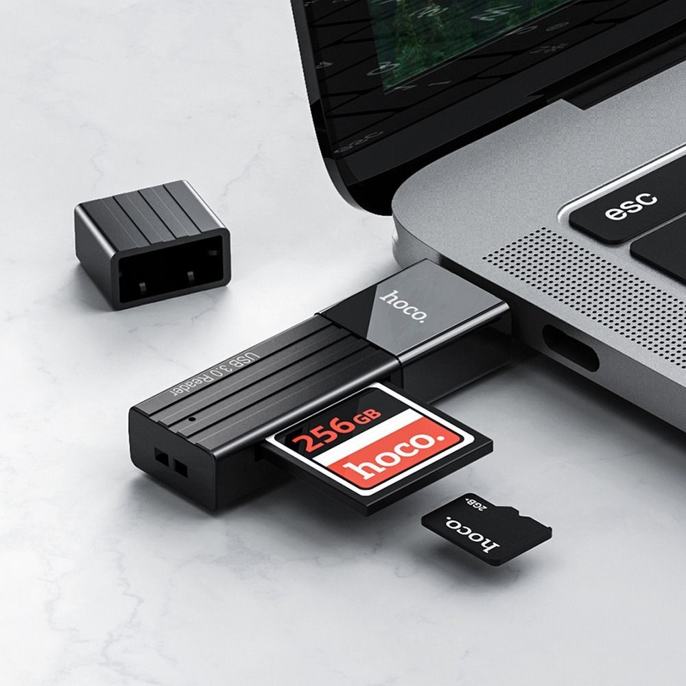 Cititor de Carduri Hoco HB20, 2 în 1, USB-A 2.0, Negru [2]