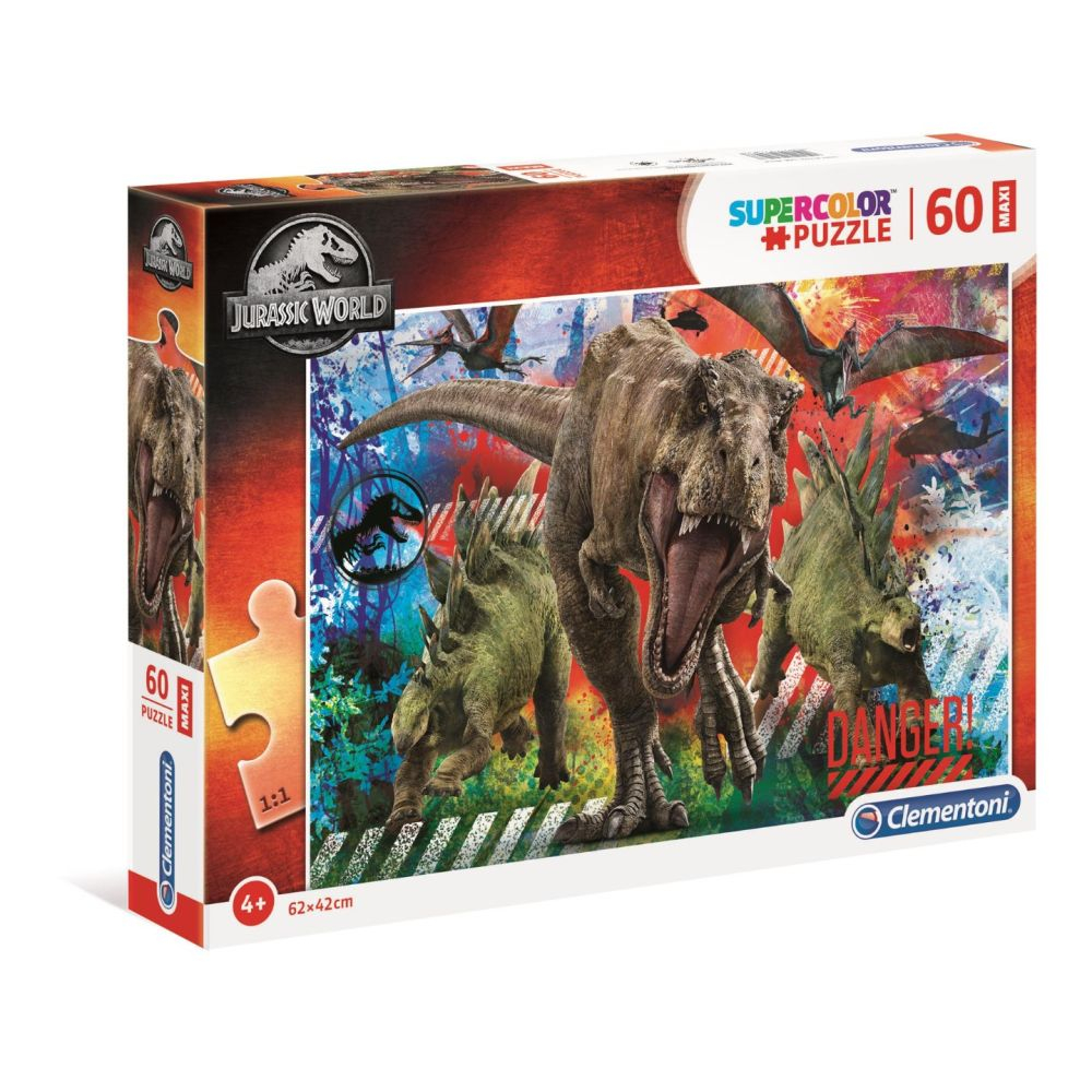 Clementoni Dinozaur Danger Maxi Puzzle – 60 de piese (62×42 cm) [1]