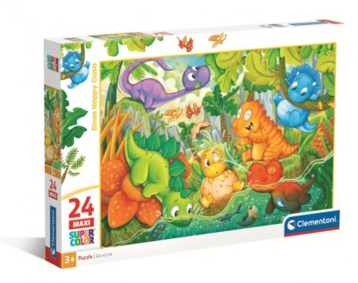 Clementoni Dinozaur Happy Oasis – Puzzle Maxi 24 piese (62 × 42 cm) [1]