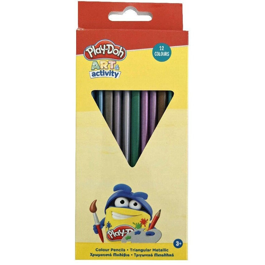 Creioane Colorate Triunghiulare Jumbo Play-Doh Art – Set 12 Bucăți, pentru Copii [1]