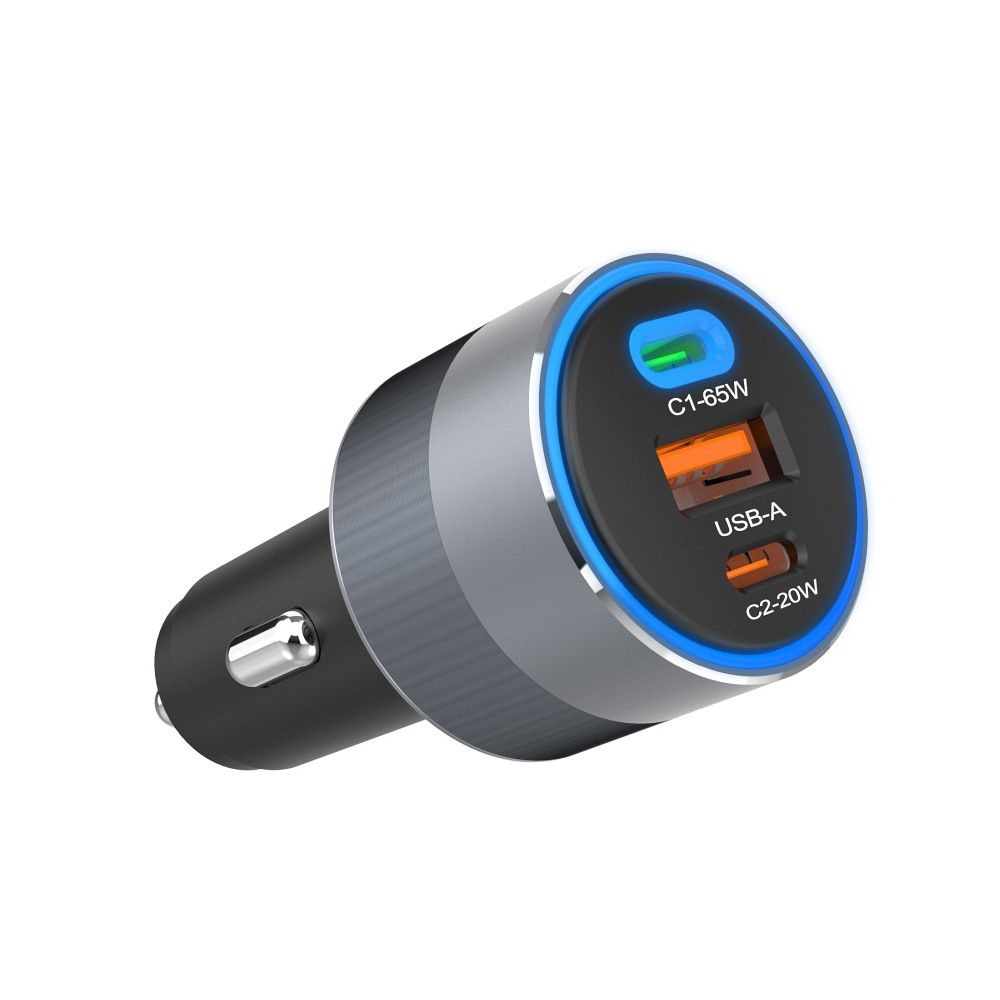 Forcell F-Energy Alu Car Charger - Încărcător Auto 2 x Type-C + USB-A, PD QC4.0, SFC 20W 3A 85W, Gri [1]