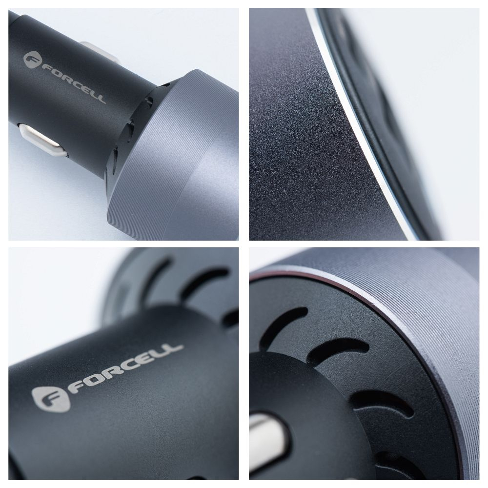 Forcell F-Energy Alu Car Charger - Încărcător Auto 2 x Type-C + USB-A, PD QC4.0, SFC 20W 3A 85W, Gri [8]