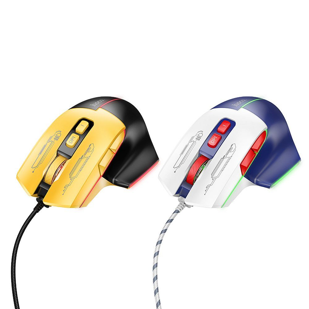 Hoco GM31 - Mouse Gaming cu Fir USB-A, 3600DPI, Alb/Albastru [3]