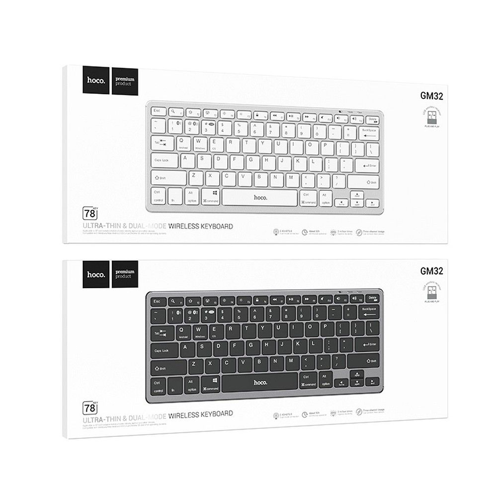 Hoco GM32 - Tastatură Wireless QWERTY, Argintie [2]