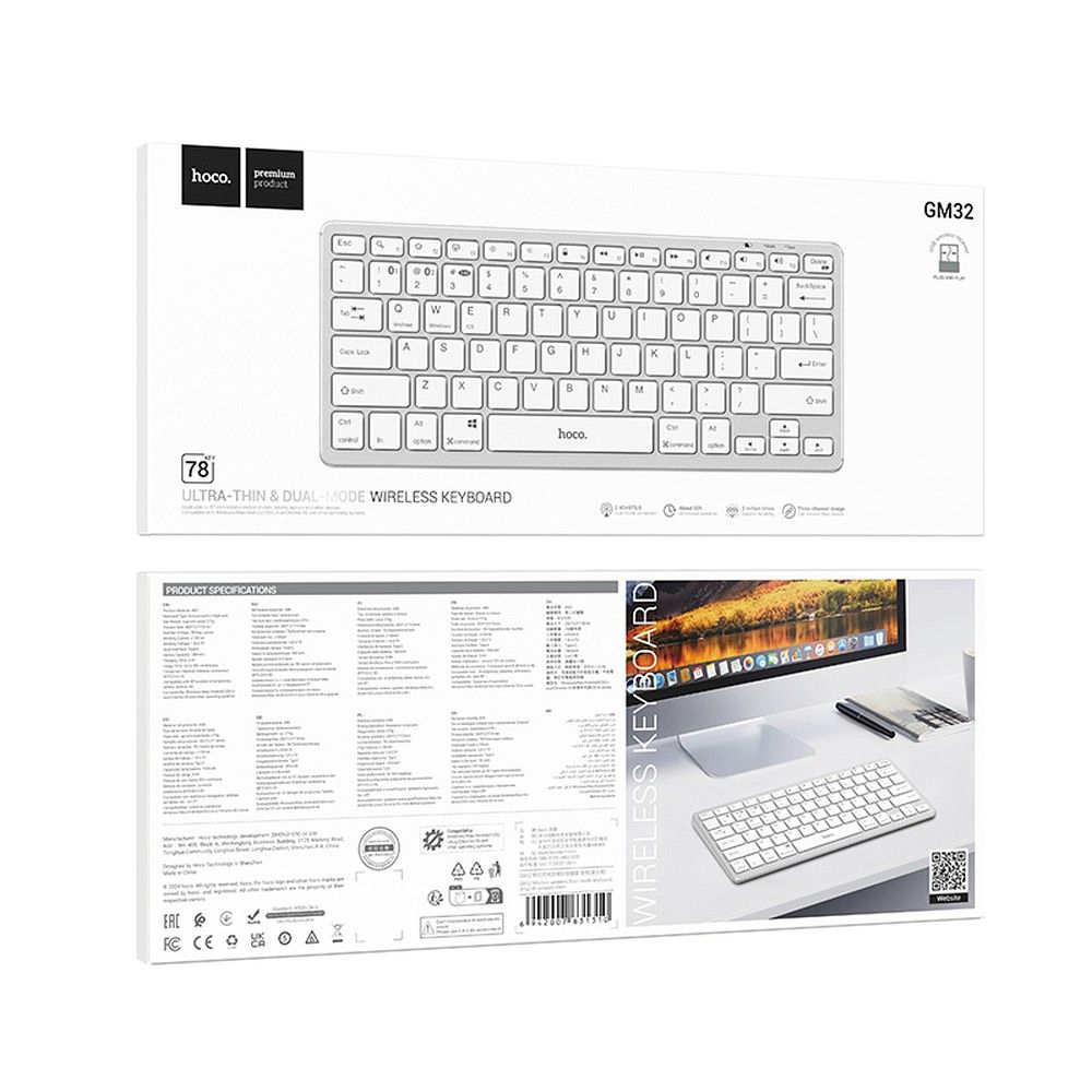 Hoco GM32 - Tastatură Wireless QWERTY, Argintie [5]