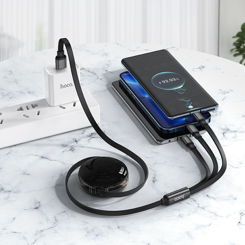 Hoco X78 - Cablu 3 în 1 USB-A la Lightning, Micro USB, Type-C 2A, 1m, Negru [2]