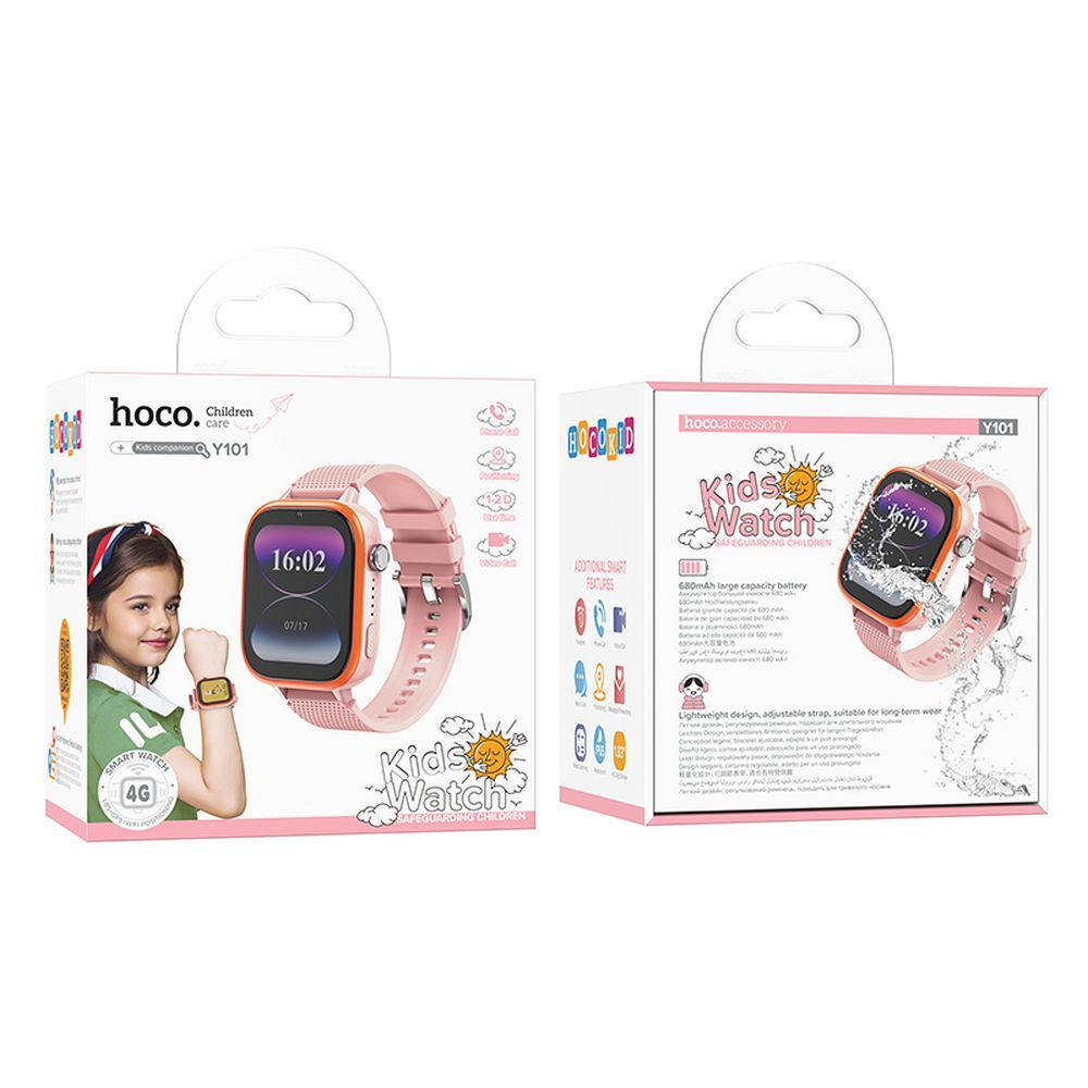 Hoco Y101 - Smartwatch pentru Copii cu Funcție de Apel, 4G, Roz [4]