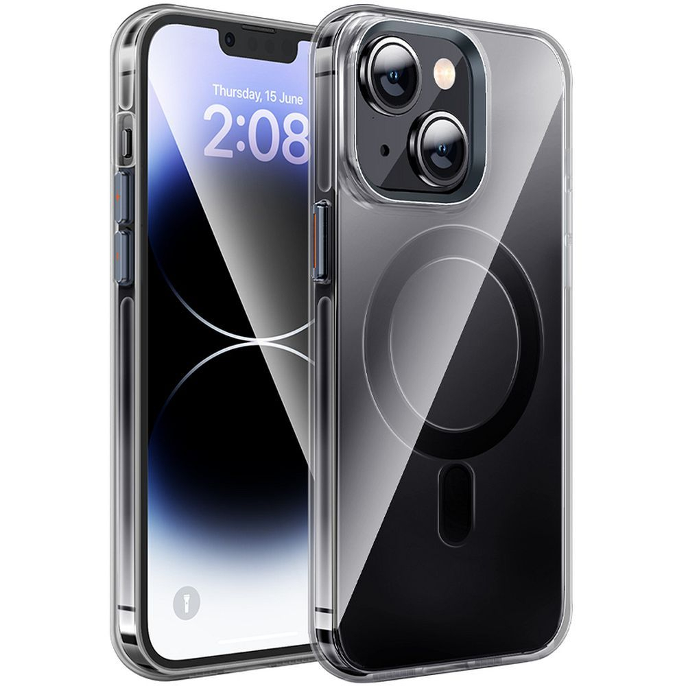 Husă Compatibilă MagSafe Hoco AS3 pentru iPhone 15 Plus, Negru Transparent [1]