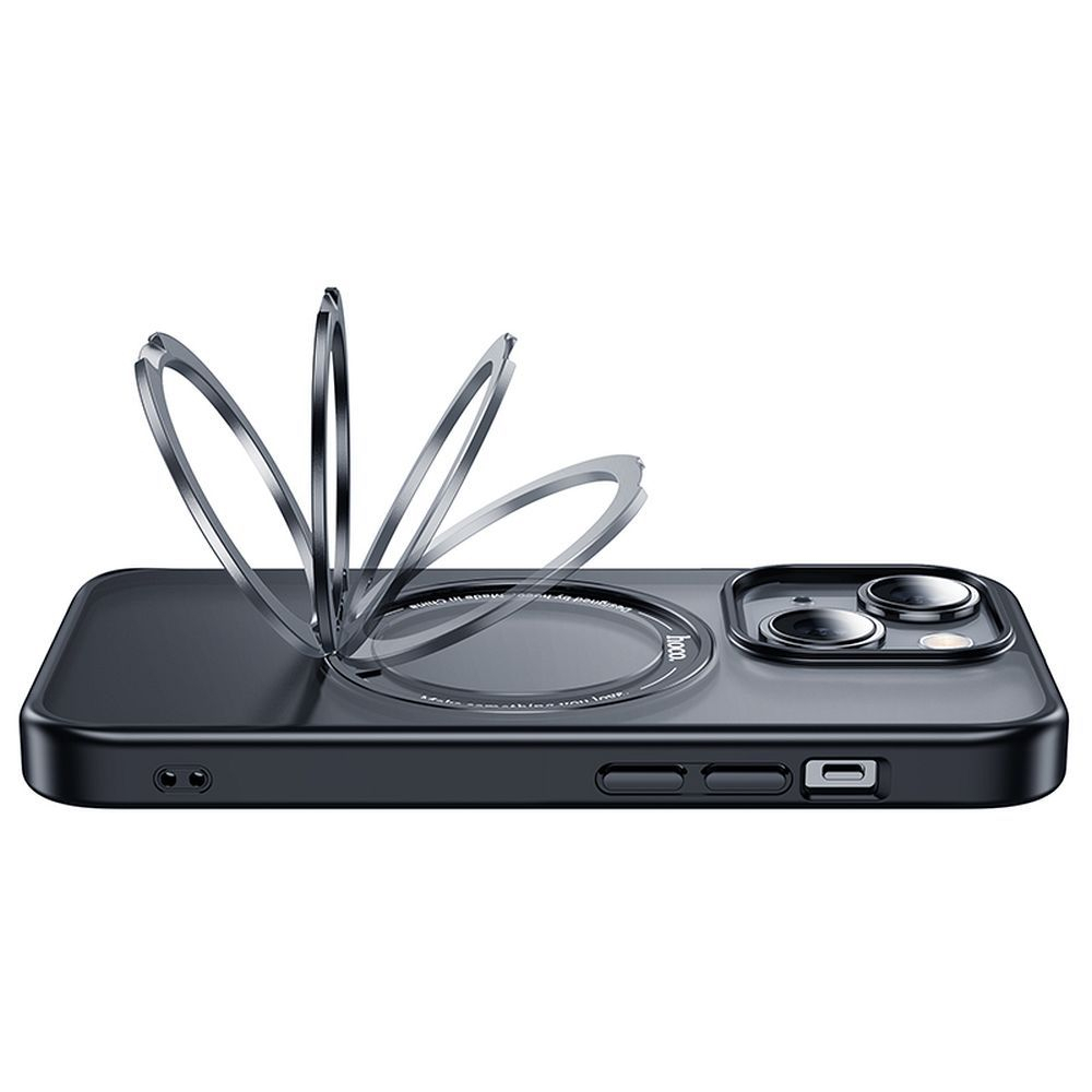 Husă HOCO AS1 cu inel rotativ compatibil cu MagSafe pentru iPhone 15 neagră [3]