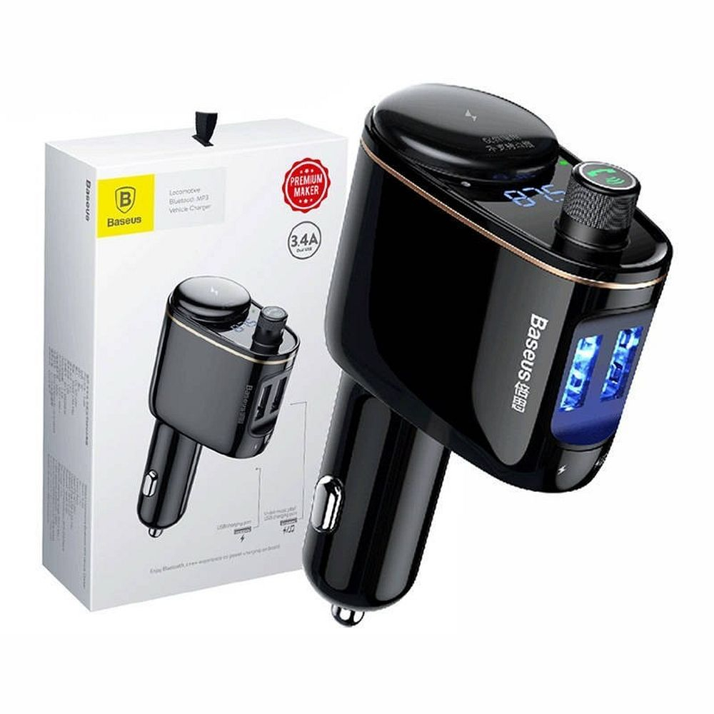 Încărcător Auto Baseus cu 2 x USB-A și Transmițător FM + BT, 3.4A, S-06, CCHC000001, Negru [5]