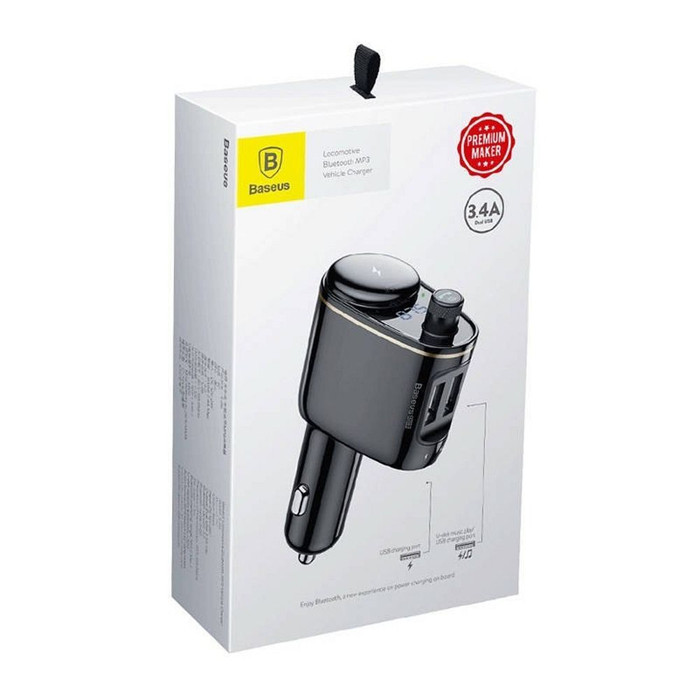 Încărcător Auto Baseus cu 2 x USB-A și Transmițător FM + BT, 3.4A, S-06, CCHC000001, Negru [6]