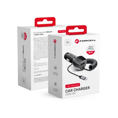 Încărcător Auto Forcell F-Energy Carbon – USB-A QC3.0, PD 3A, 38W [1]