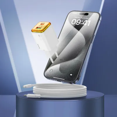 Încărcător de perete HOCO N52, USB-A + Type-C + cablu Type-C la Type-C, PD QC3.0 20W, alb [2]