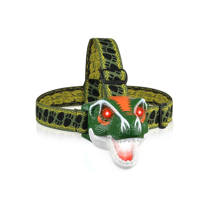 Lanternă cu Cap LED pentru Copii cu Dinozaur, IPX4, 15 LM [1]