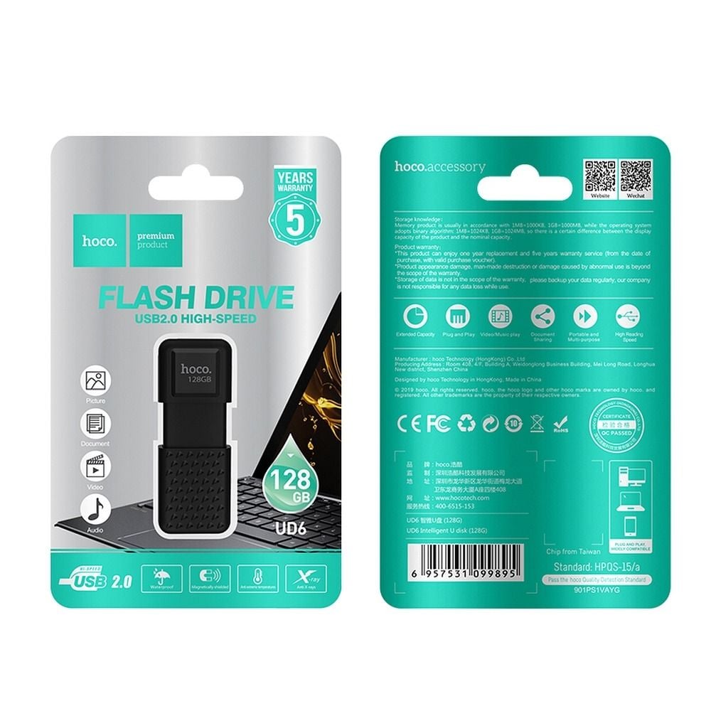 Memorie USB Hoco, Flash Disk UD6, 128 GB, Negru [6]