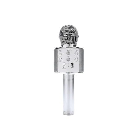 Microfon Multimedia Karaoke CR58 Argintiu – Wireless, cu Boxă Integrată [1]
