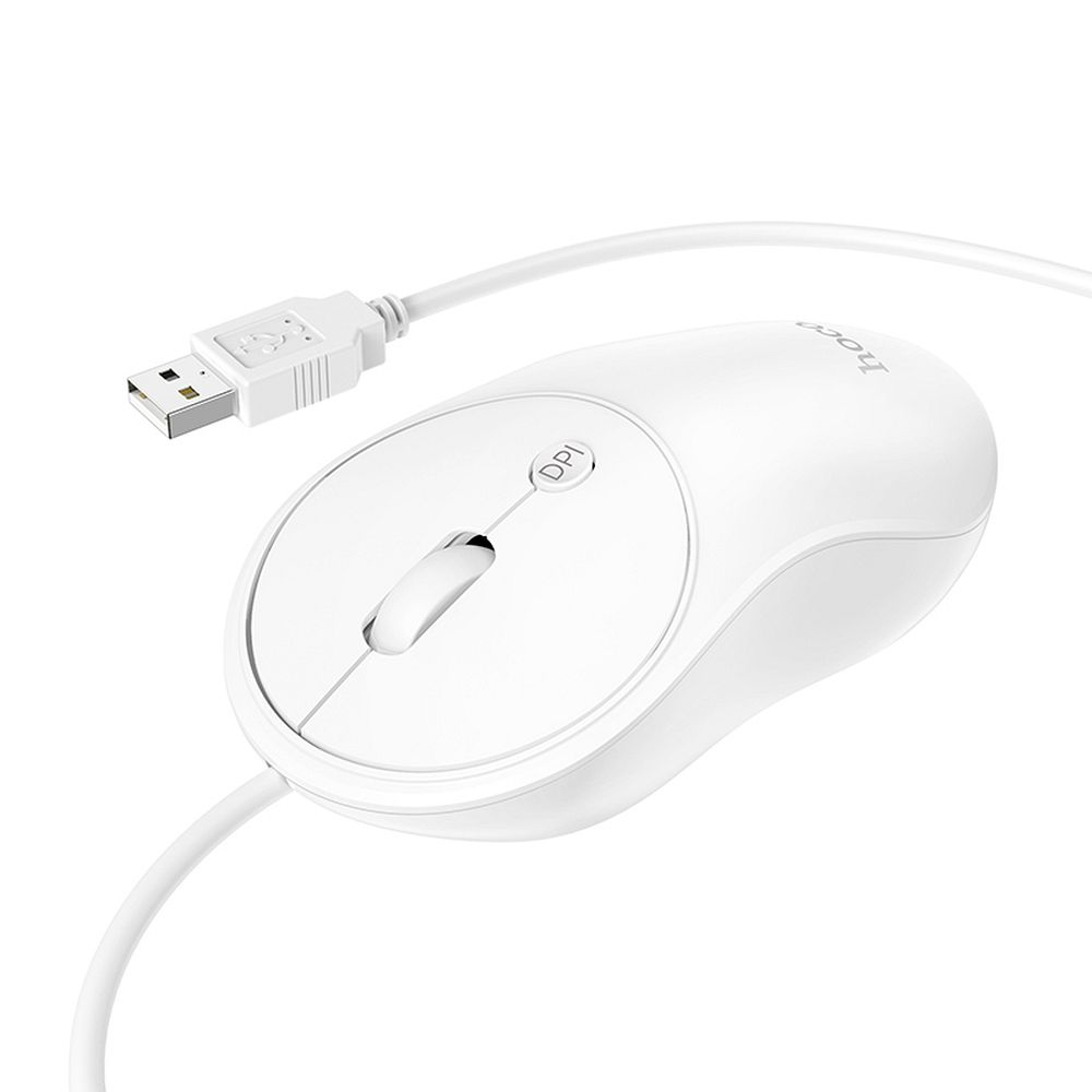Mouse Hoco cu Fir USB-A, GM13, 1.5m, Alb [2]