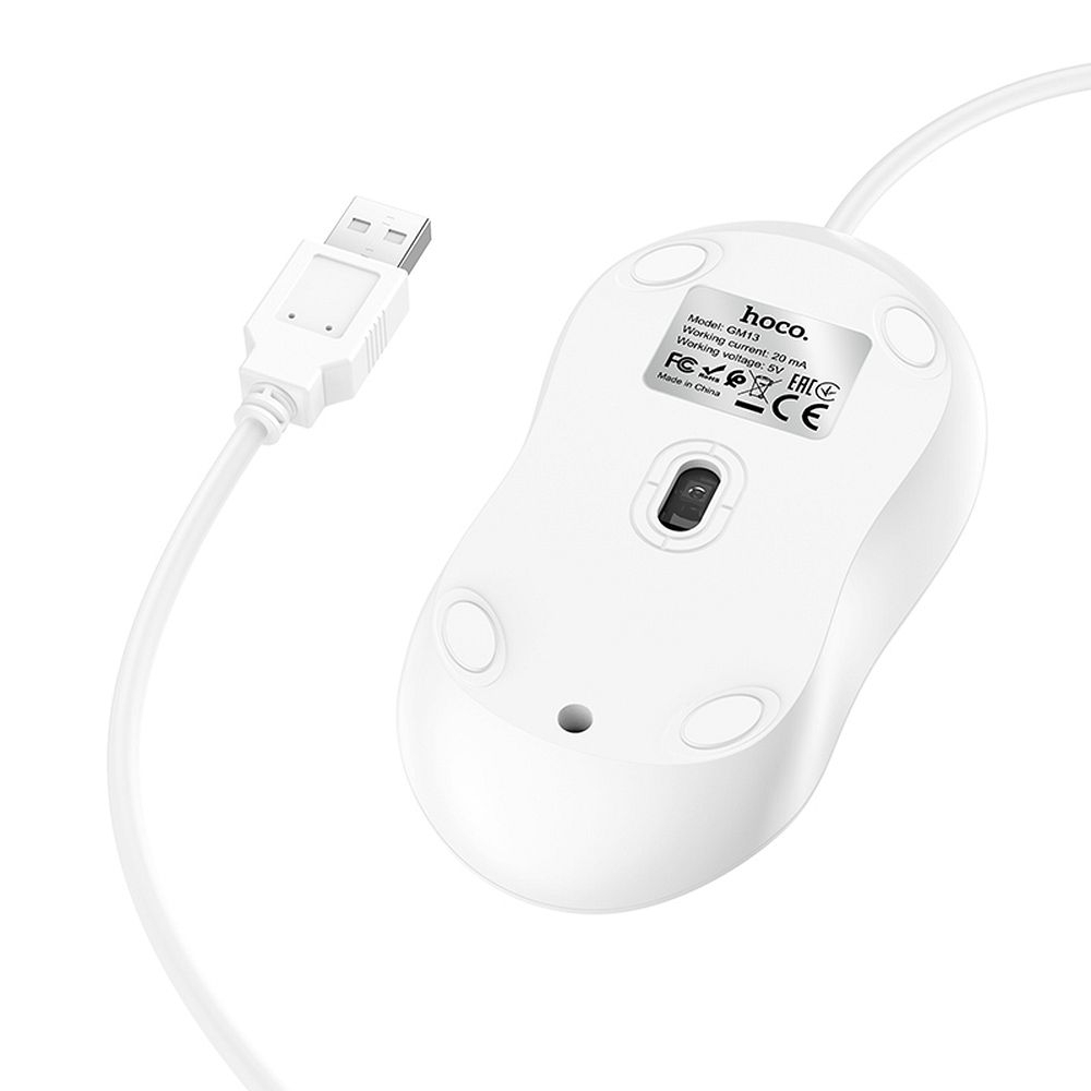 Mouse Hoco cu Fir USB-A, GM13, 1.5m, Alb [3]