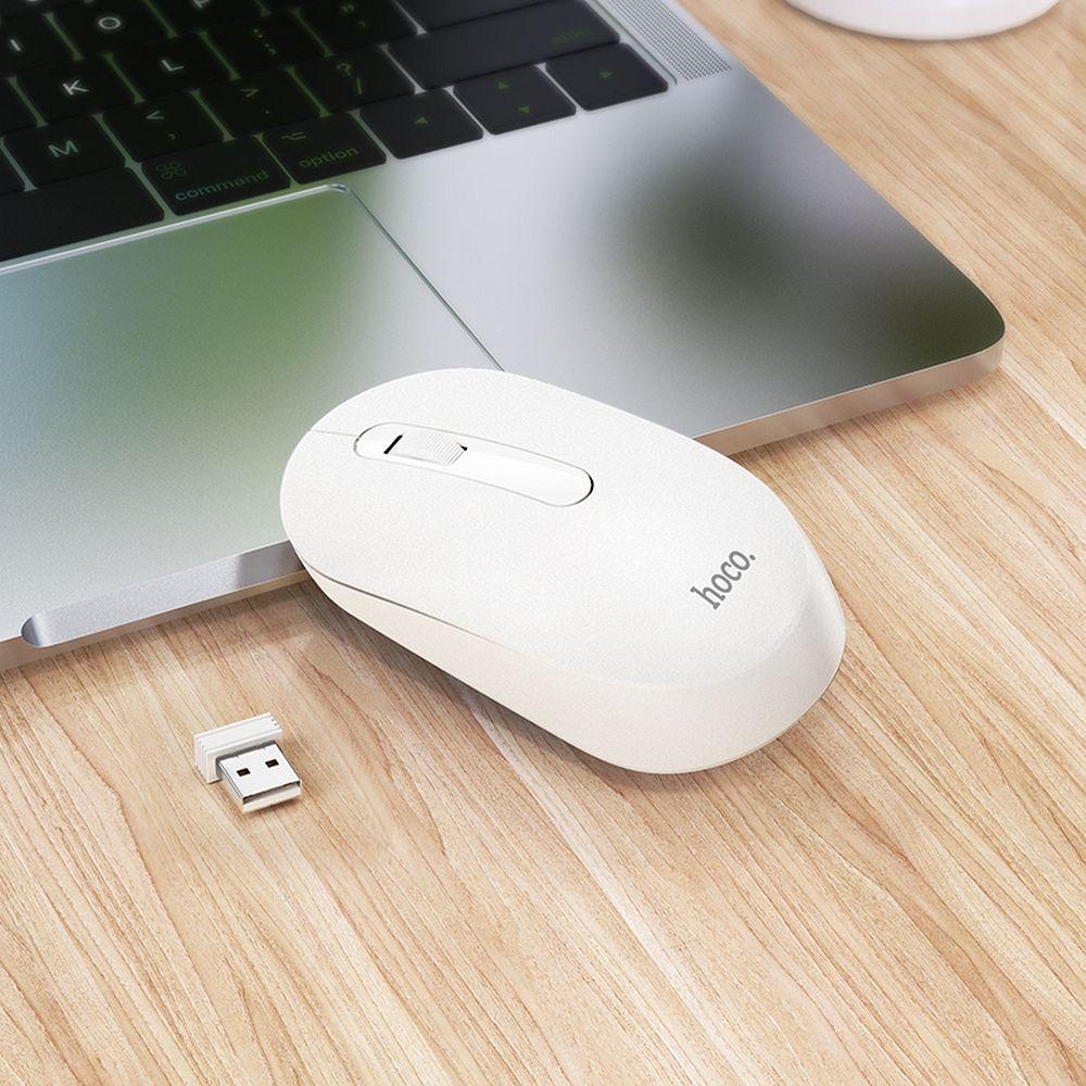 Mouse Wireless HOCO GM14 2.4G, 1200 DPI, Alb [2]