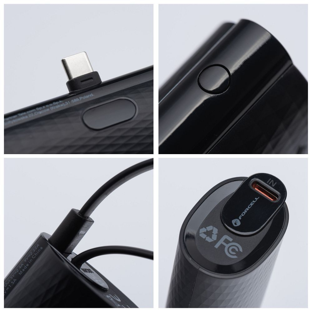 Powerbank Forcell F Energy 5000mAh, Type-C PD 20W, Negru [7]