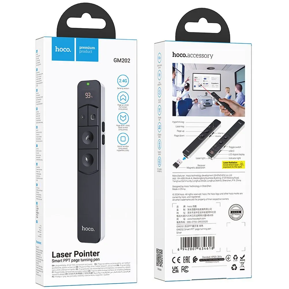 Prezentator Laser Wireless Hoco GM202, Bluetooth, Argintiu [2]