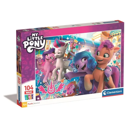 Puzzle Maxi Clementoni 104 Piese - Micul meu ponei,  Colecția SuperColor, Dimensiune 62x42 cm [1]