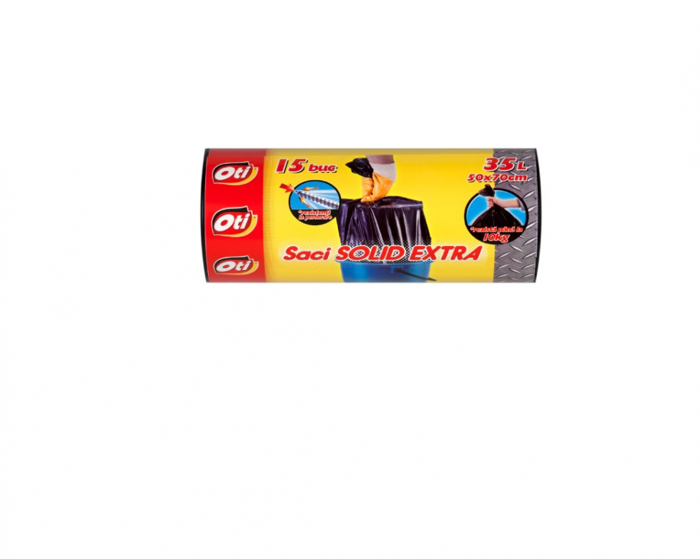 Saci Menajeri Oti Solid Extra, 35 Litri, 50 x 70 cm, 15 buc, Negru [2]