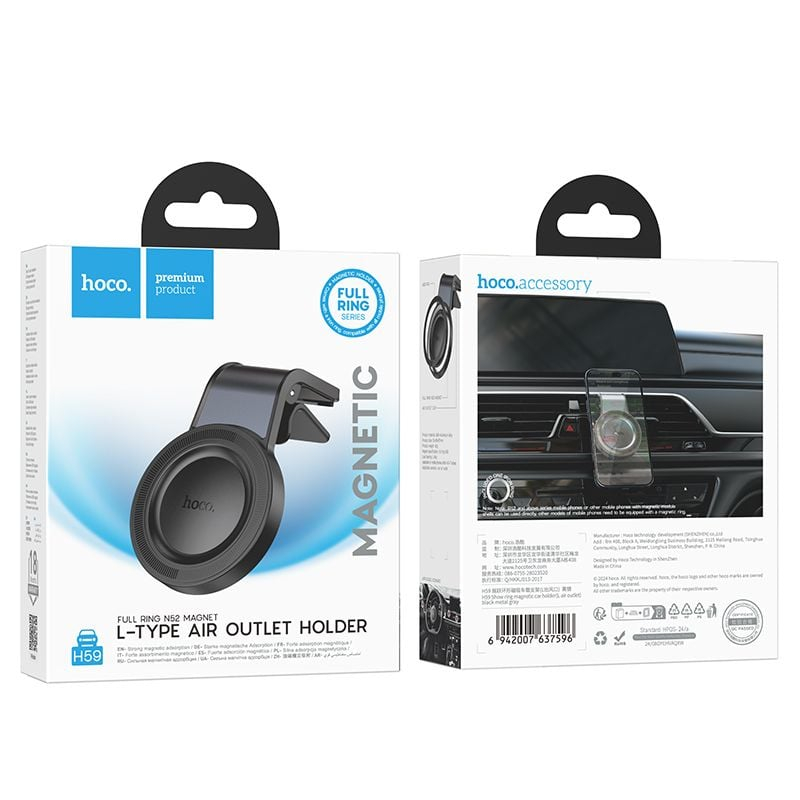 Suport auto magnetic Hoco H59, pentru grila de ventilație, Negru [8]