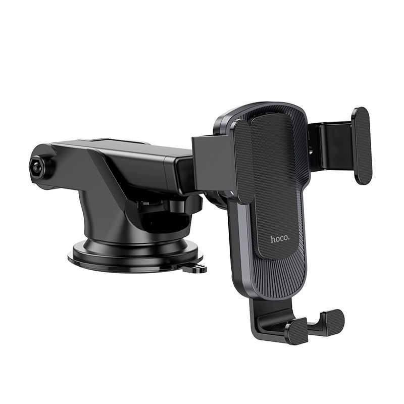 Suport Auto, pentru telefon, pentru parbriz/bord, prindere dispozitiv cu cleme, Auto-Gravity, brat telescopic, rotire 360°, Negru, HOCO (CA104) [8]