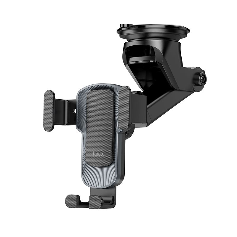 Suport Auto, pentru telefon, pentru parbriz/bord, prindere dispozitiv cu cleme, Auto-Gravity, brat telescopic, rotire 360°, Negru, HOCO (CA104) [1]
