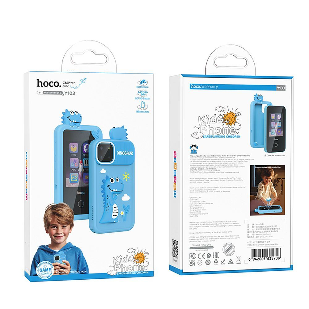 Telefon de jucărie pentru copii Hoco Y103, Ecran 2,8", Albastru [4]