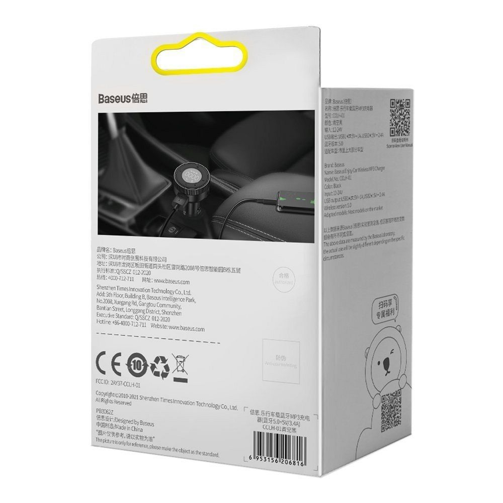 Transmițător FM Bluetooth 5.0 Baseus + Încărcător Auto 2x USB 3.4A QC3.0 – CCLH-01 [10]