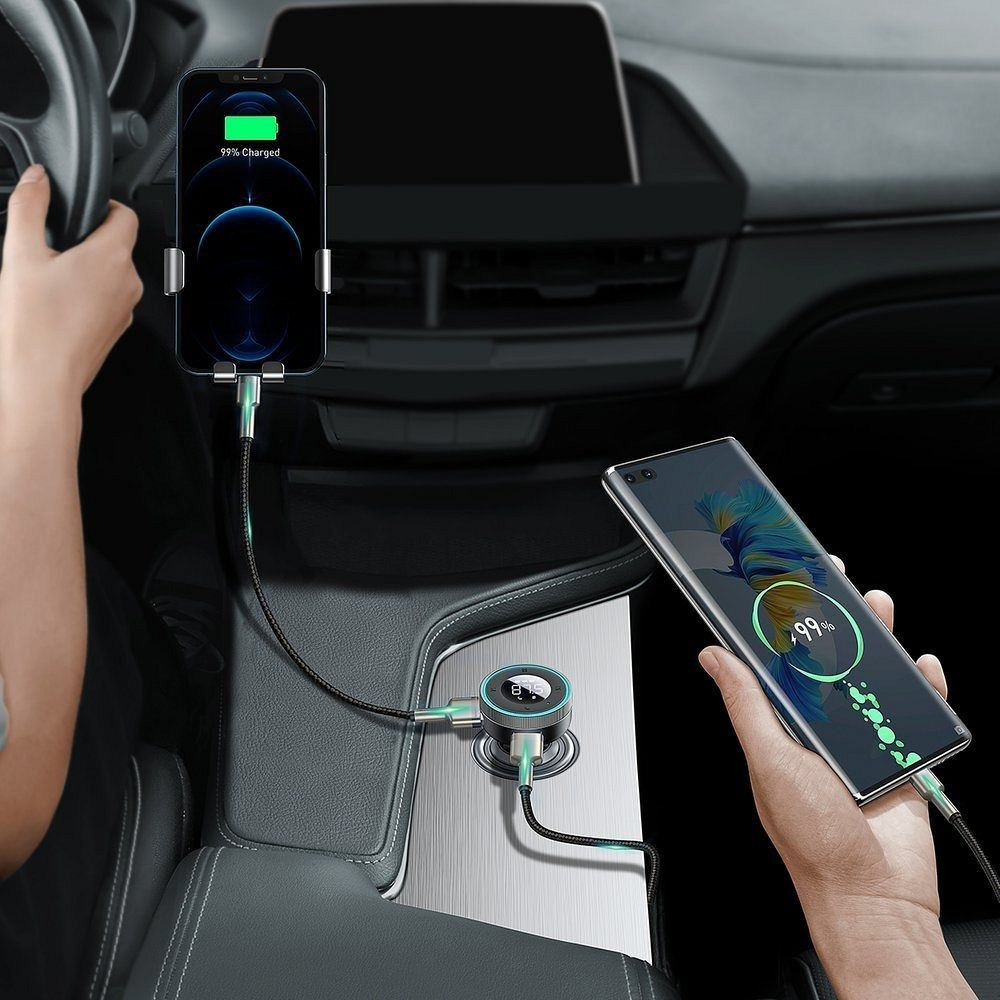 Transmițător FM Bluetooth 5.0 Baseus + Încărcător Auto 2x USB 3.4A QC3.0 – CCLH-01 [7]