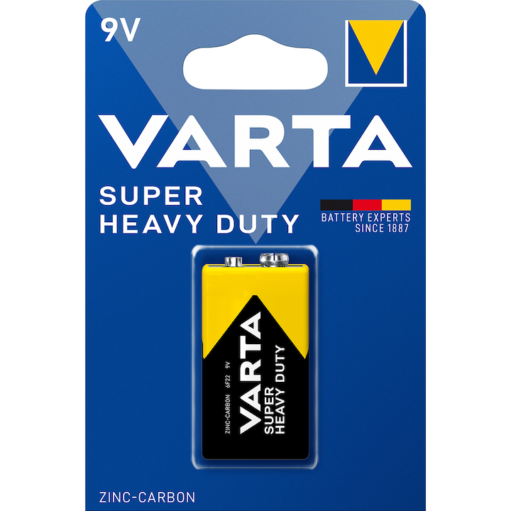 VARTA Superlife 9 V (6F22 / IEC 6F22 / MN1604) – baterie zinc‑carbon [1]