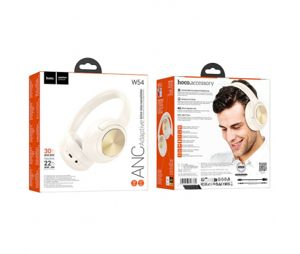 Căști Wireless HOCO W54 – Bluetooth, ANC, Alb Lapte, Sunet Premium [1]
