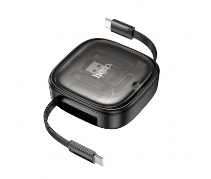 Cabluri - Set Cablu HOCO U140 Retractabil All-in-One, PD 3A 60W, 0,95 m, Negru