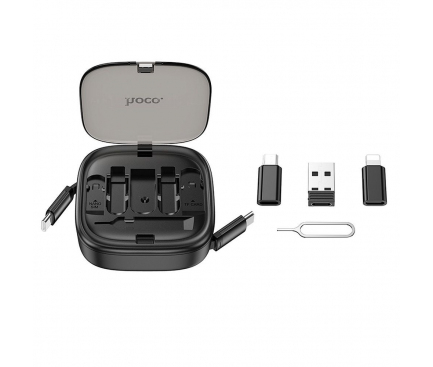 Set Cablu HOCO U140 Retractabil All-in-One, PD 3A 60W, 0,95 m, Negru [1]
