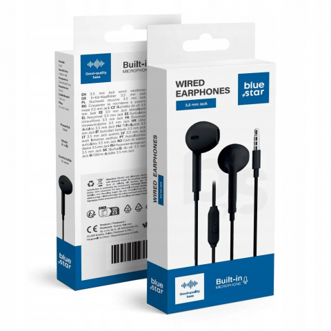 Casti - Căști cu Fir BLUE STAR PA-E65 – Jack 3,5 mm, Microfon, 1,2 m, Negru
