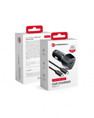 Accesorii GSM & IT - Încărcător Auto Forcell F-Energy Carbon – USB-C QC3.0 PD, Încărcare Rapidă, Design Premium