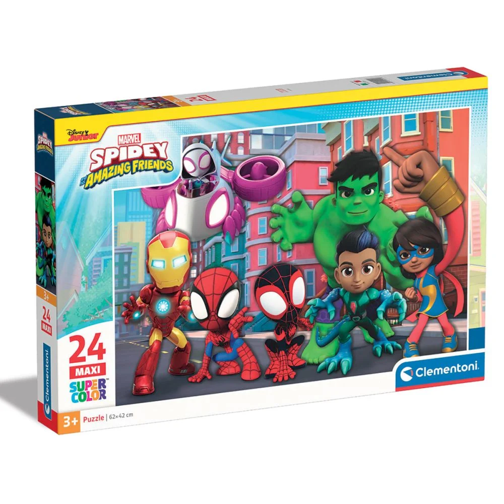 Puzzle copii - Omul Păianjen Spidey Friends Puzzle maxi 24 piese Clementoni