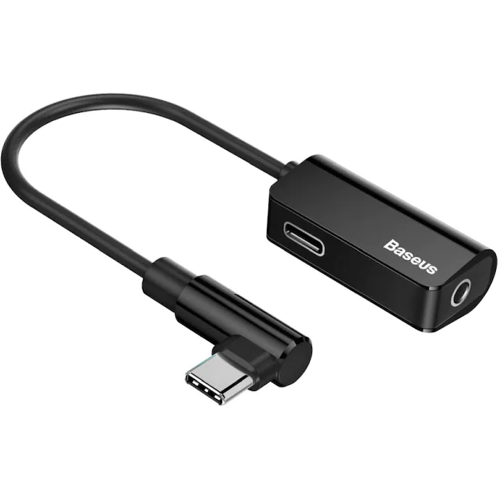 Adaptoare - Adaptor Audio Baseus USB Type-C - USB Type-C / 3.5 mm L45, CATL45-01, Negru