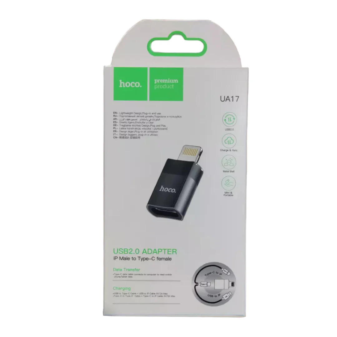 Adaptoare - Adaptor HOCO Tip-C (Femelă) la Lightning 8-pini UA17 – Negru