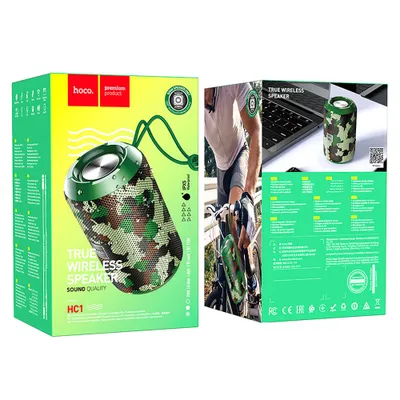 Boxe si seturi karaoke - Boxă Bluetooth Hoco HC1, 5W, Autonomie 4h, Camouflage Green