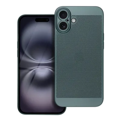 Huse - Breezy – Husă perforată verde pentru iPhone 16 Plus