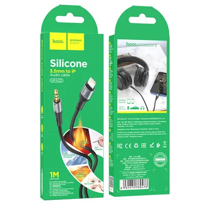 Cabluri - Cablu AUX Lightning la Jack 3.5mm Hoco UPA22, 1m, Black – Audio Cable