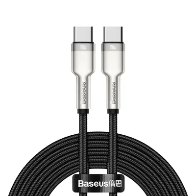 Cabluri - Cablu Baseus Cafule CATJK-D01, Type-C la Type-C, PD 100W, 5A, 2m, Negru – Încărcare Ultra Rapidă și Durabilitate Extinsă