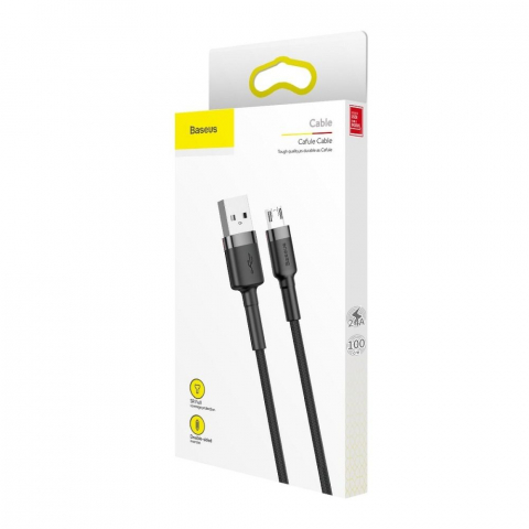 Cablu Baseus Cafule, USB-A la Micro USB, 2.4A, 1m, Negru/Gri [5]