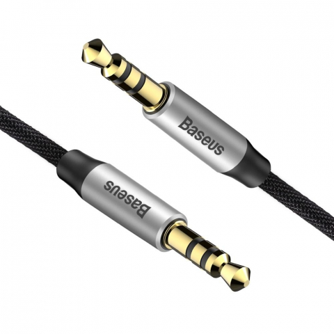 Accesorii GSM & IT - Cablu BASEUS Mufă AUX 3,5 mm (tată) la Mufă 3,5 mm (tată) CAM30-CS1 1,5 m negru argintiu