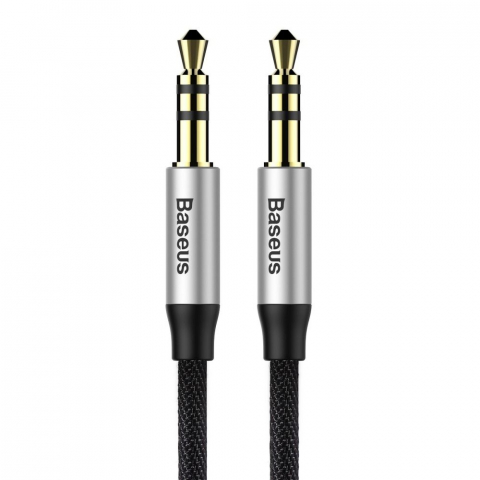 Cablu BASEUS Mufă AUX 3,5 mm (tată) la Mufă 3,5 mm (tată) CAM30-CS1 1,5 m negru argintiu [3]